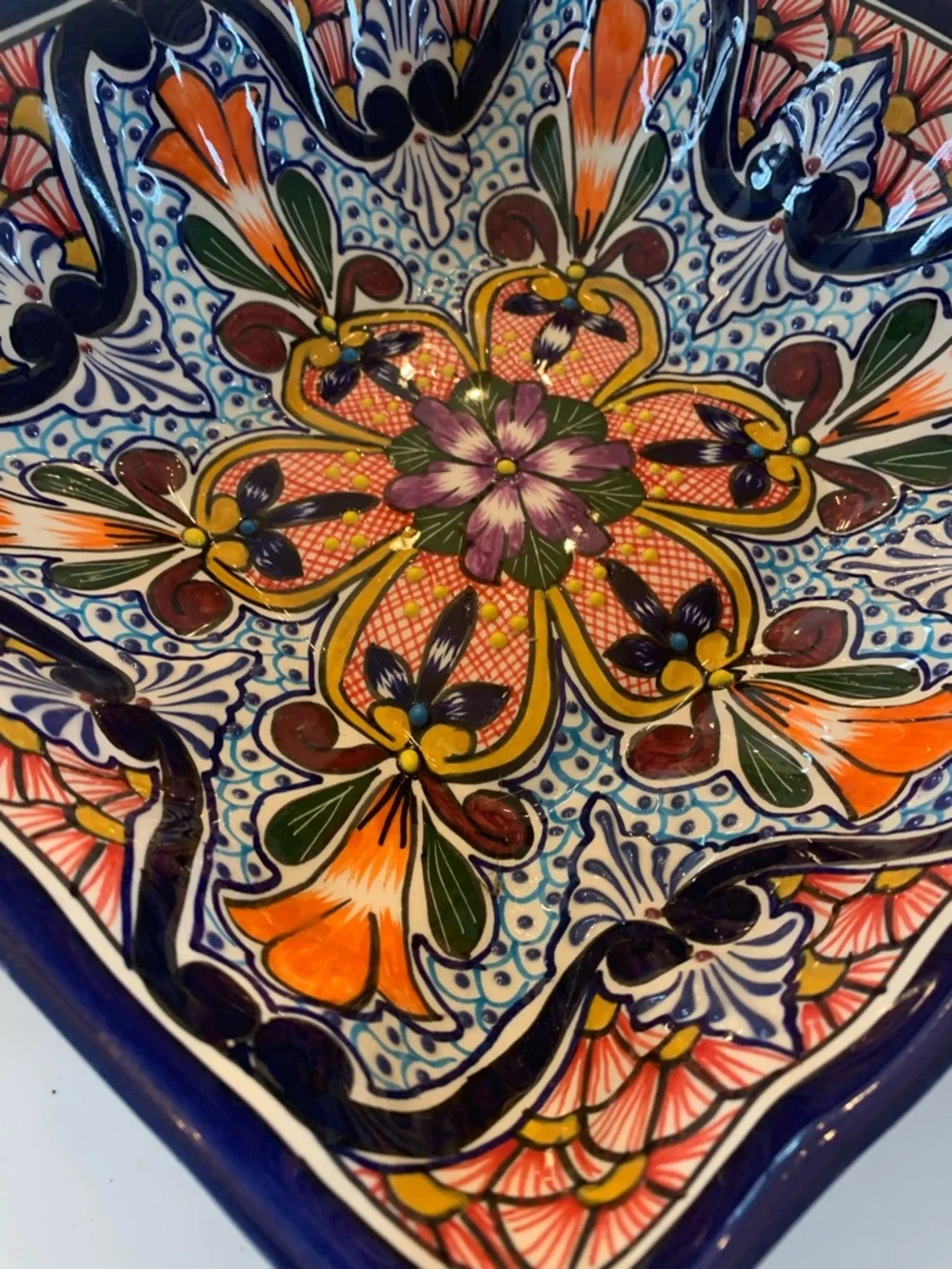 Vintage Talavera Rectangular Serving Bowl Pottery Dish Hand Crafted Mexico 12” - Picture 7 of 10